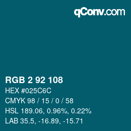 カラーコード: RGB 2 92 108 | qconv.com