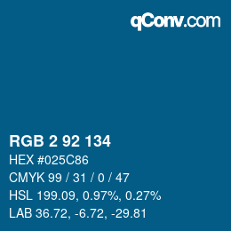 カラーコード: RGB 2 92 134 | qconv.com