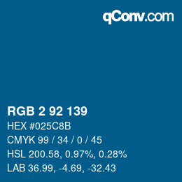 カラーコード: RGB 2 92 139 | qconv.com