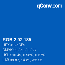 カラーコード: RGB 2 92 185 | qconv.com