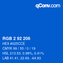 カラーコード: RGB 2 92 206 | qconv.com