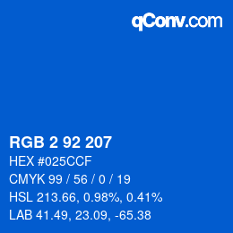 カラーコード: RGB 2 92 207 | qconv.com
