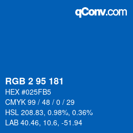 Color code: RGB 2 95 181 | qconv.com