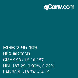Código de color: RGB 2 96 109 | qconv.com