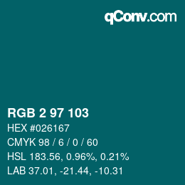 Color code: RGB 2 97 103 | qconv.com