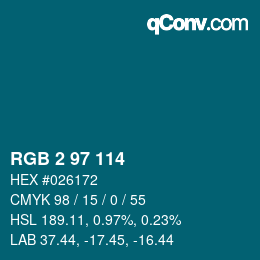 Color code: RGB 2 97 114 | qconv.com