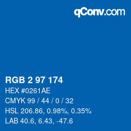 Color code: RGB 2 97 174 | qconv.com