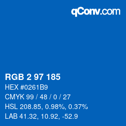 Color code: RGB 2 97 185 | qconv.com