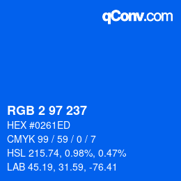Color code: RGB 2 97 237 | qconv.com