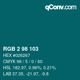 Color code: RGB 2 98 103 | qconv.com