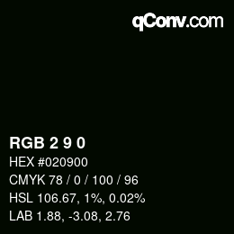 颜色代码: RGB 2 9 0 | qconv.com