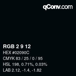 Color code: RGB 2 9 12 | qconv.com