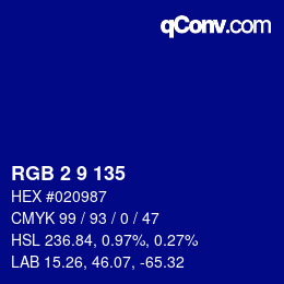 Color code: RGB 2 9 135 | qconv.com