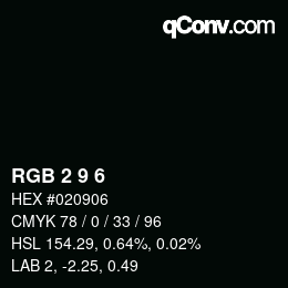 カラーコード: RGB 2 9 6 | qconv.com