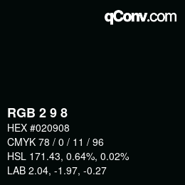 颜色代码: RGB 2 9 8 | qconv.com