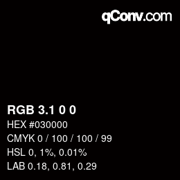 Color code: RGB 3.1 0 0 | qconv.com