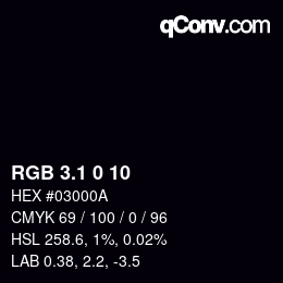 カラーコード: RGB 3.1 0 10 | qconv.com