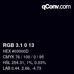 カラーコード: RGB 3.1 0 13 | qconv.com