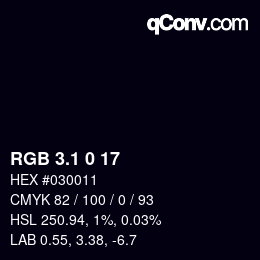 カラーコード: RGB 3.1 0 17 | qconv.com