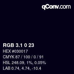 カラーコード: RGB 3.1 0 23 | qconv.com