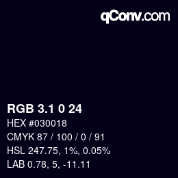 カラーコード: RGB 3.1 0 24 | qconv.com