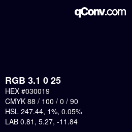 カラーコード: RGB 3.1 0 25 | qconv.com