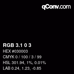カラーコード: RGB 3.1 0 3 | qconv.com