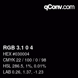 カラーコード: RGB 3.1 0 4 | qconv.com