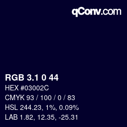 カラーコード: RGB 3.1 0 44 | qconv.com