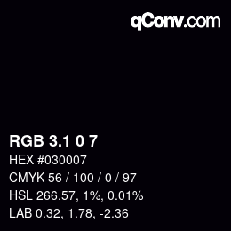 カラーコード: RGB 3.1 0 7 | qconv.com