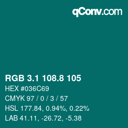 カラーコード: RGB 3.1 108.8 105 | qconv.com