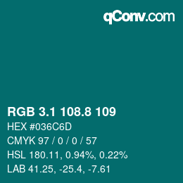 カラーコード: RGB 3.1 108.8 109 | qconv.com