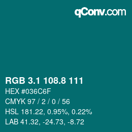 カラーコード: RGB 3.1 108.8 111 | qconv.com