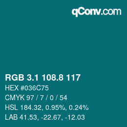 Farbcode: RGB 3.1 108.8 117 | qconv.com