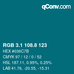 カラーコード: RGB 3.1 108.8 123 | qconv.com