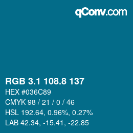 Color code: RGB 3.1 108.8 137 | qconv.com