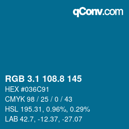 Color code: RGB 3.1 108.8 145 | qconv.com