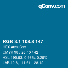 カラーコード: RGB 3.1 108.8 147 | qconv.com