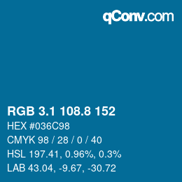 カラーコード: RGB 3.1 108.8 152 | qconv.com