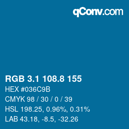 Color code: RGB 3.1 108.8 155 | qconv.com