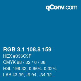 Color code: RGB 3.1 108.8 159 | qconv.com
