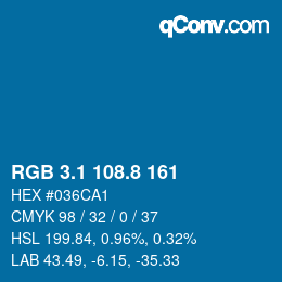 カラーコード: RGB 3.1 108.8 161 | qconv.com
