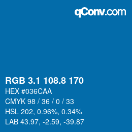 Farbcode: RGB 3.1 108.8 170 | qconv.com