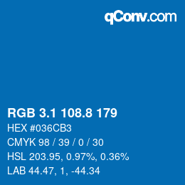 Farbcode: RGB 3.1 108.8 179 | qconv.com