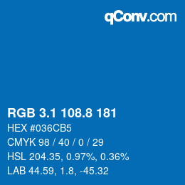 Código de color: RGB 3.1 108.8 181 | qconv.com