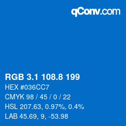 Color code: RGB 3.1 108.8 199 | qconv.com