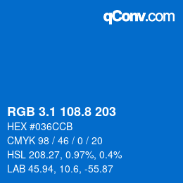 Color code: RGB 3.1 108.8 203 | qconv.com