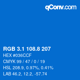 Color code: RGB 3.1 108.8 207 | qconv.com