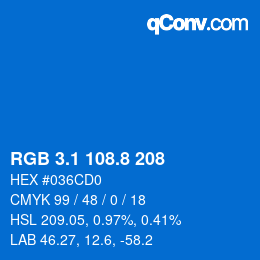 Color code: RGB 3.1 108.8 208 | qconv.com
