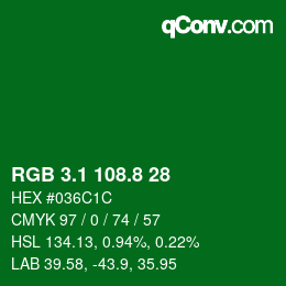 カラーコード: RGB 3.1 108.8 28 | qconv.com